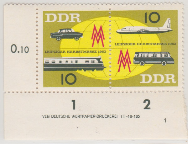 DDR 976/977 Leipziger Herbstmesse 1963 mit DV VEB DEUTSCHE WERTPAPIER-DRUCKEREI 1 III-18-185 **