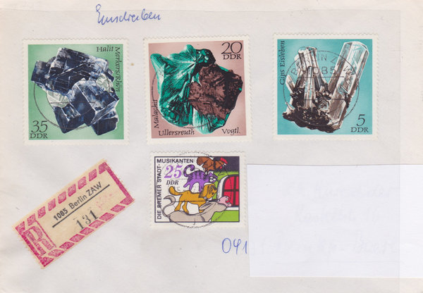 DDR 1721, 1737, 1739, 1741, Einschreibebrief mit Tagesstempel vom 15-7-1972, portogerecht