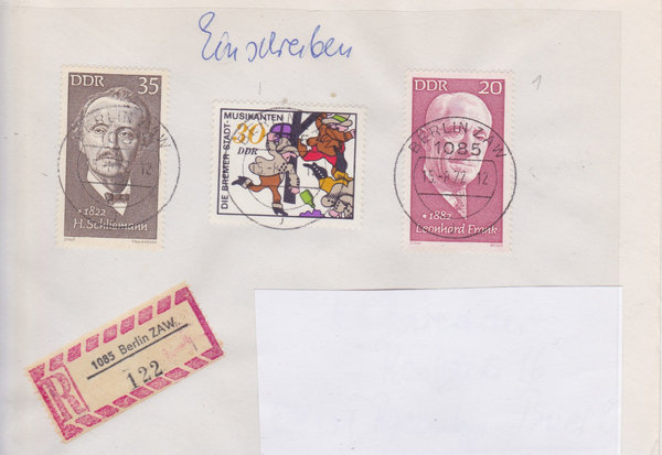 DDR 1722, 1732, 1734, Einschreibebrief mit Tagesstempel vom 15-8-1972, portogerecht