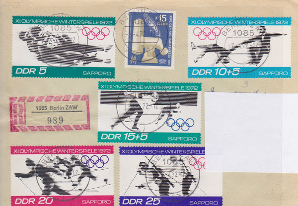 DDR 1255, 1725-1729, Einschreibebrief mit Tagesstempel vom 7-4-1972