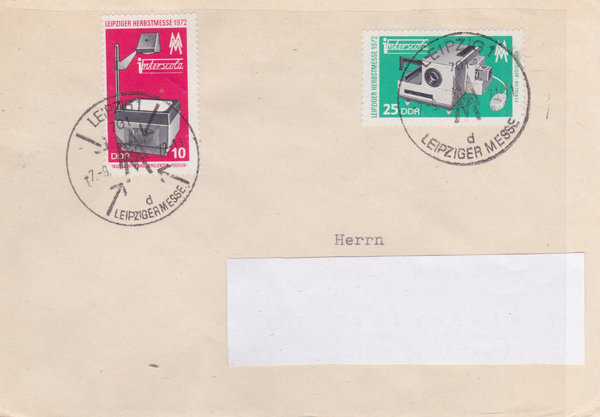 DDR 1782, 1783, Standardbrief mit Sonderstempel vom 7-9-1972, portogerecht, (Ost/West)