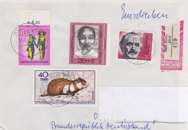 DDR 1476, 1544, 1602, 1784, Einschreibebrief mit Tagesstempel vom 20-6-1973, (Ost/West)