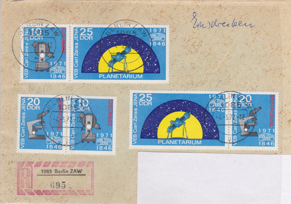 DDR 1714-1716 Satz (2x), Einschreibebrief mit Tagesstempel vom 4-5-1972, (Ost/West)