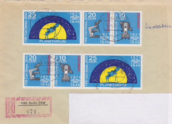 DDR 1714-1716 Satz (2x), Einschreibebrief mit Tagesstempel vom 22-11-1972, portogerecht
