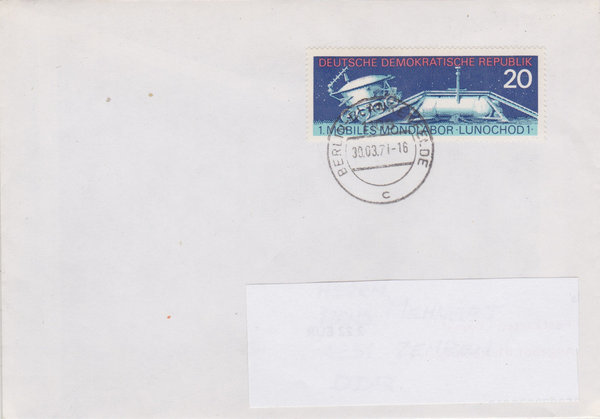DDR 1659, Standardbrief mit Ersttags-Tagesstempel vom 30-3-1971, portogerecht, (Ost/Ost)