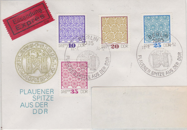 DDR 1963-1966 Satz, Expressbrief auf Sonderkuvert mit Sonderstempel vom 10-7-1974, (Ost/Ost)